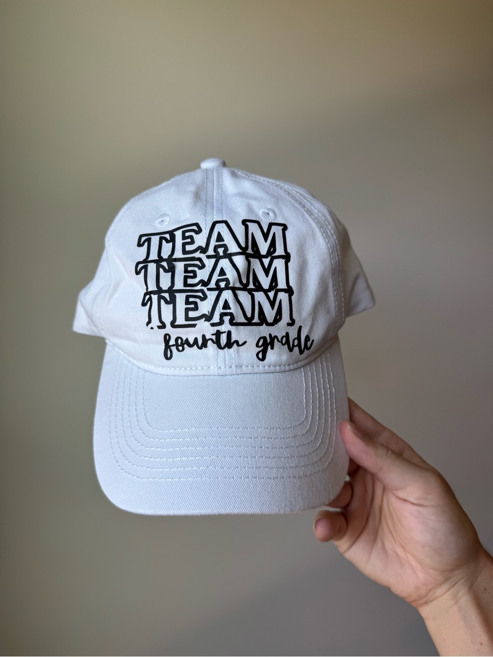 White "Team Fourth Grade" Baseball Cap
